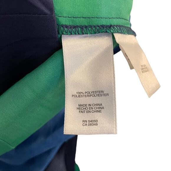 Anne Klein Women’s Blue & Green Sheath Dress With Belt Sleeveless Lined 2 - Picture 7 of 8